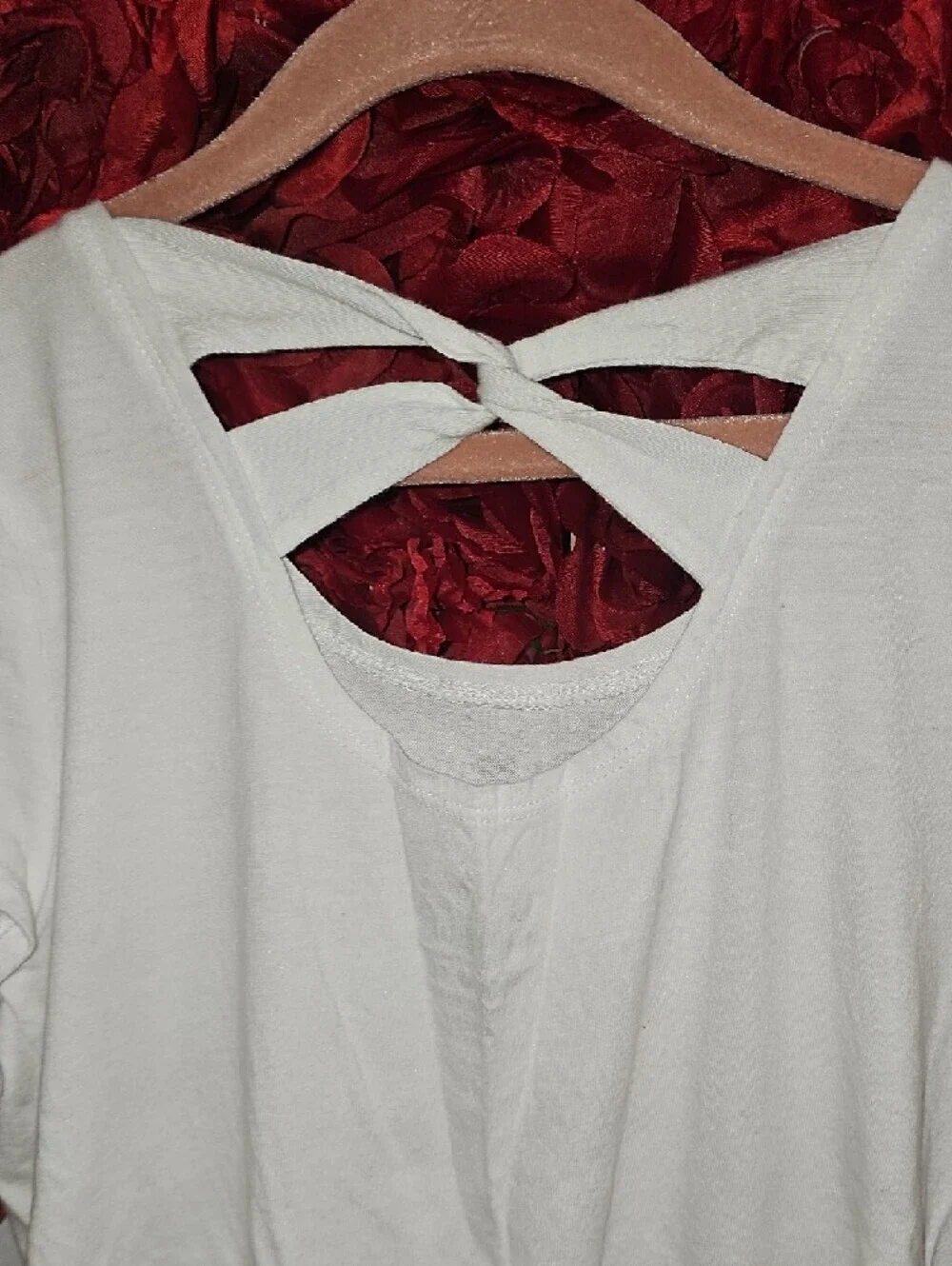 Justice White Dance Tee with Rainbow Sequin Heart Criss Cross Back Size 10